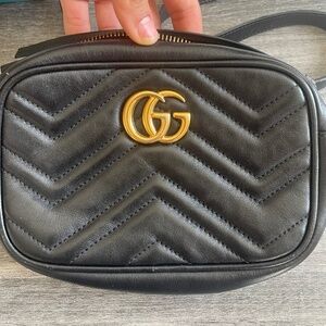 Gucci GG Marmont Shoulder bag Matelasse Leather mini Black
